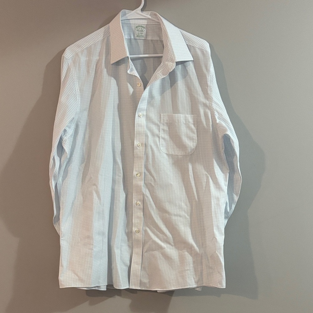 Brooks Brothers Light Blue Checkered Dress Shirt - Picture 1 of 2